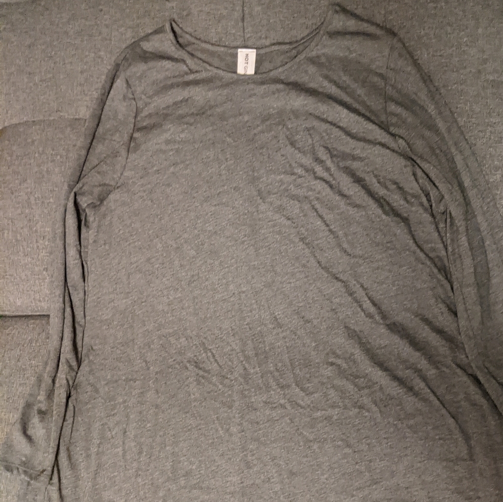 Grey long sleeve knee length Tshirt dress